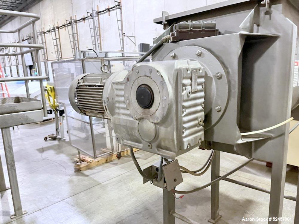 Used American Process Heavy Duty Double Spiral Ribbon Blender, Model DRB-18, 18 Cubic Feet Working Capacity, Stainless Steel. Non-jacketed trough 24" wide x 60" long x approximately 28" deep. Shaft, ...