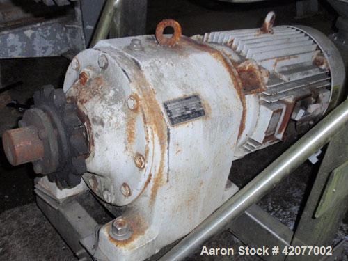 Used American Process Double Spiral Ribbon Blender, model DRB-24, 24 cubic feet, 316 stainless steel. 26" wide x 66" long trough, double ribbon, outboard roller bearings, packing glands, 6" center bo...