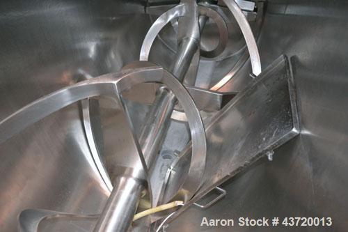 Used American Process Heavy Duty Double Spiral Ribbon Blender, Model DRB-40.  40 Cubic feet working capacity, 304 stainless steel.  Non-jacketed trough 32” wide x 78” long x approximately 44” deep.  ...