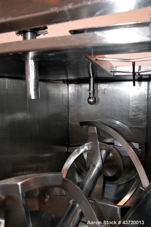 Used American Process Heavy Duty Double Spiral Ribbon Blender, Model DRB-40.  40 Cubic feet working capacity, 304 stainless steel.  Non-jacketed trough 32” wide x 78” long x approximately 44” deep.  ...