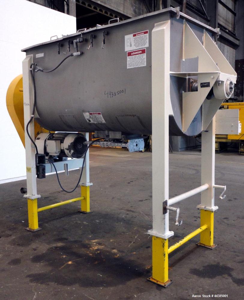 Used American Process Heavy Duty Double Spiral Ribbon Blender, Model DRB-80, 80 cubic feet working capacity, 321 stainless steel. Non-jacketed trough 40” wide x 96” long x approximately 47” deep. App...