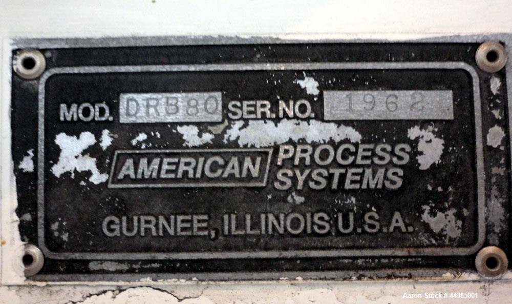 Used American Process Heavy Duty Double Spiral Ribbon Blender, Model DRB-80, 80 cubic feet working capacity, 321 stainless steel. Non-jacketed trough 40” wide x 96” long x approximately 47” deep. App...