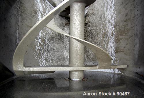 USED: American Process double spiral ribbon blender, model DRB-11, 11 cubic feet working capacity, 304 stainless steel. Non-jacketed trough 21" wide x 48" long x approximately 26" deep. 2-1/2" diamet...