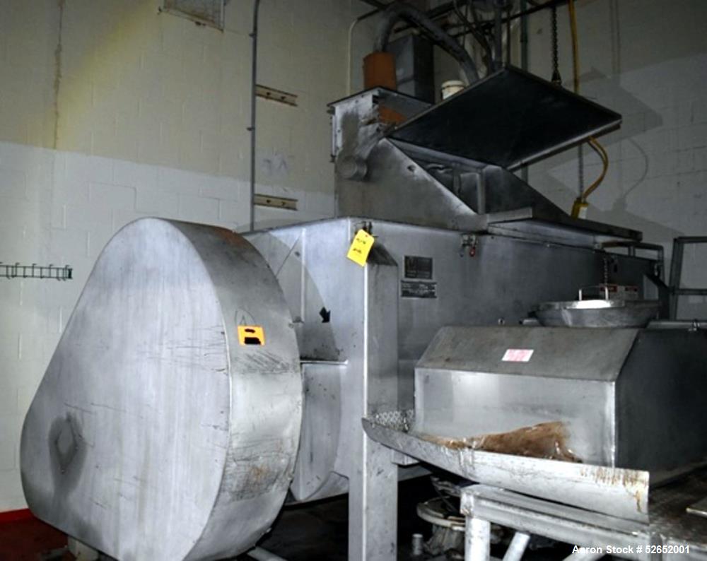 Used American Process Double Spiral Ribbon Blender, Model DRB120, 120 Cubic Feet, Stainless Steel. Non-jacketed trough approximate 44"W x 120"L x 54" Deep. 6" diameter shaft, approximately 40" diamet...