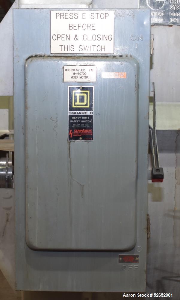 Used American Process Double Spiral Ribbon Blender, Model DRB120, 120 Cubic Feet, Stainless Steel. Non-jacketed trough approximate 44"W x 120"L x 54" Deep. 6" diameter shaft, approximately 40" diamet...