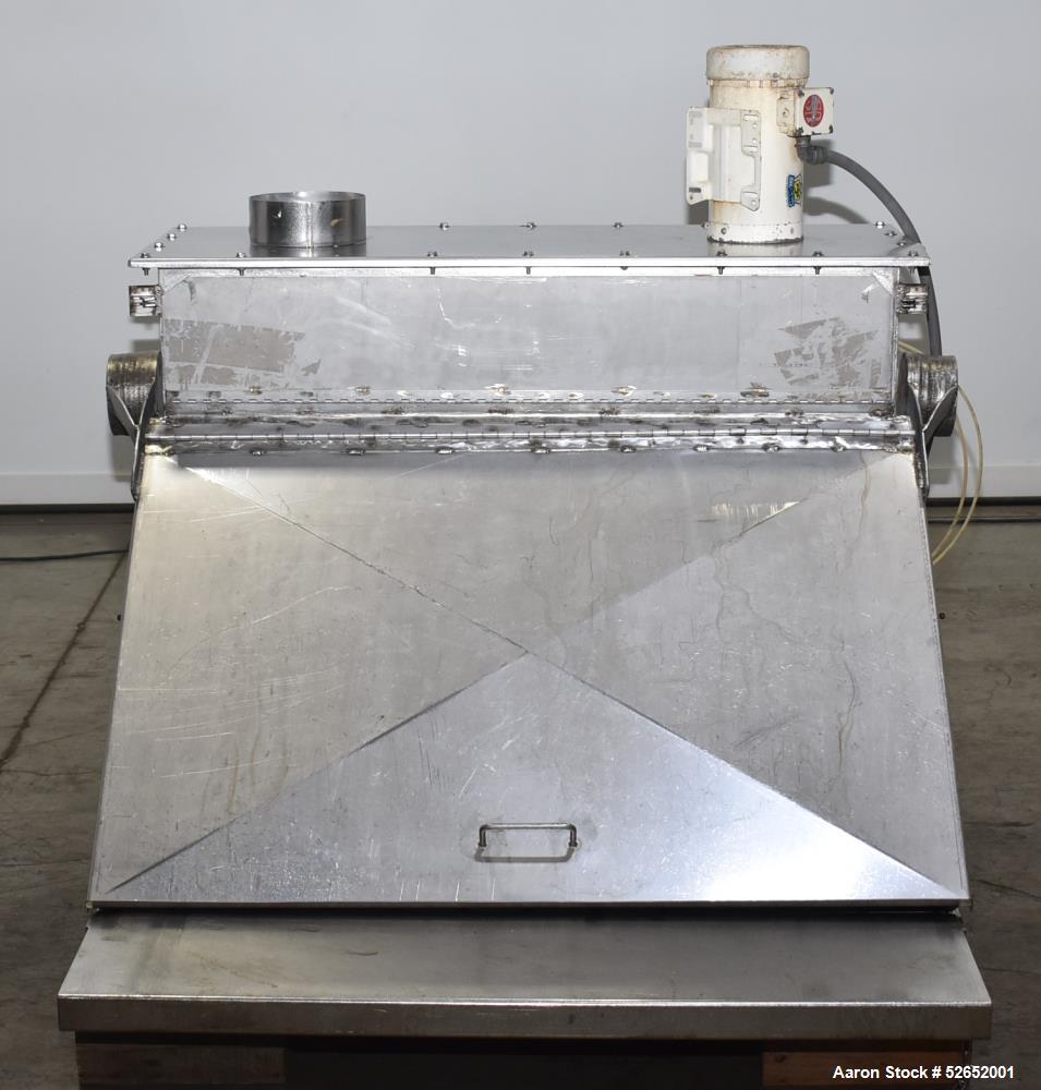 Used American Process Double Spiral Ribbon Blender, Model DRB120, 120 Cubic Feet, Stainless Steel. Non-jacketed trough approximate 44"W x 120"L x 54" Deep. 6" diameter shaft, approximately 40" diamet...
