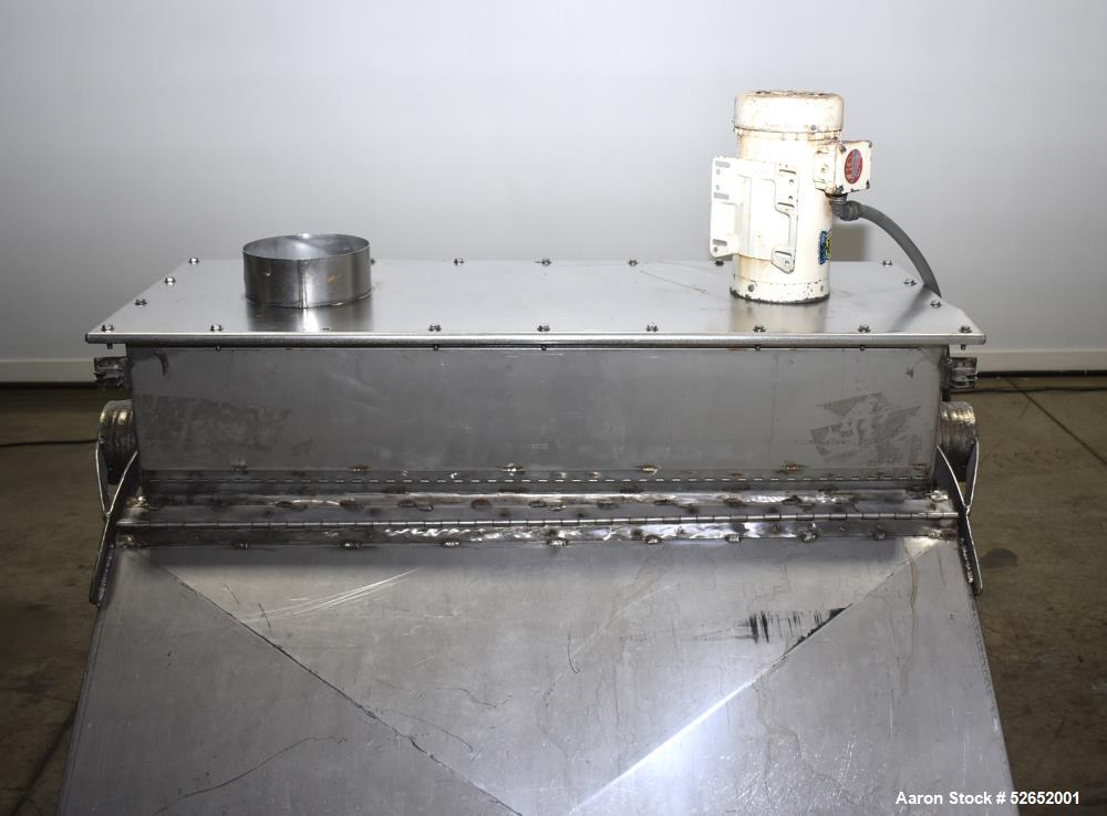 Used American Process Double Spiral Ribbon Blender, Model DRB120, 120 Cubic Feet, Stainless Steel. Non-jacketed trough approximate 44"W x 120"L x 54" Deep. 6" diameter shaft, approximately 40" diamet...