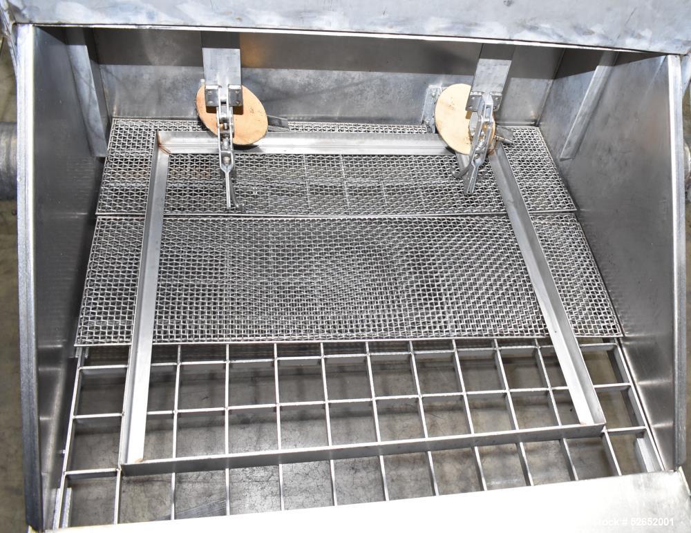 Used American Process Double Spiral Ribbon Blender, Model DRB120, 120 Cubic Feet, Stainless Steel. Non-jacketed trough approximate 44"W x 120"L x 54" Deep. 6" diameter shaft, approximately 40" diamet...