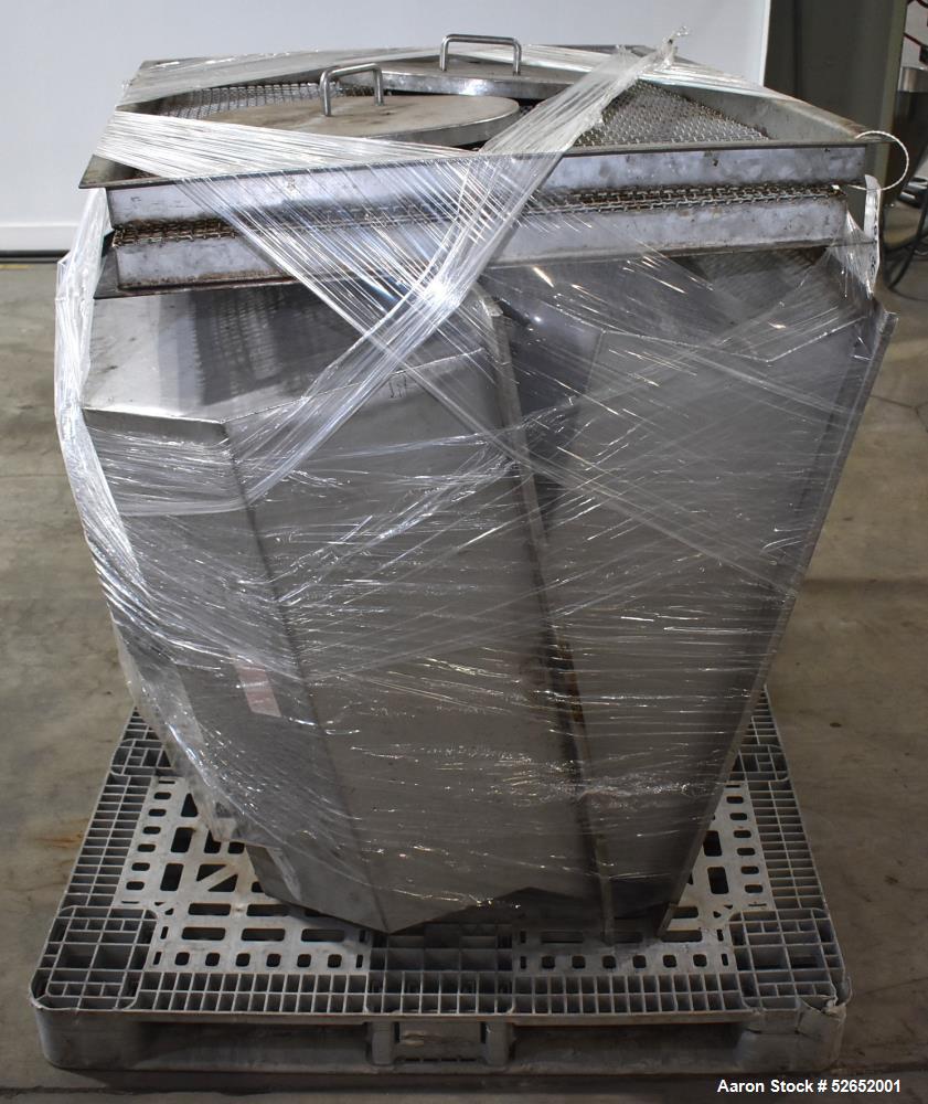 Used American Process Double Spiral Ribbon Blender, Model DRB120, 120 Cubic Feet, Stainless Steel. Non-jacketed trough approximate 44"W x 120"L x 54" Deep. 6" diameter shaft, approximately 40" diamet...