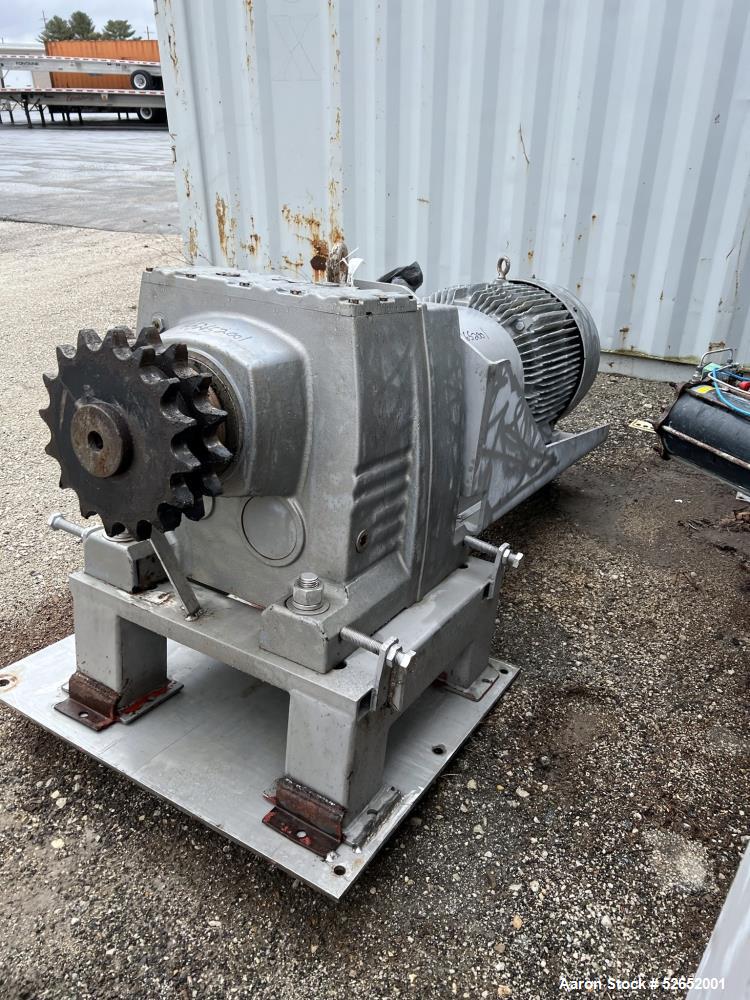 Used American Process Double Spiral Ribbon Blender, Model DRB120, 120 Cubic Feet, Stainless Steel. Non-jacketed trough approximate 44"W x 120"L x 54" Deep. 6" diameter shaft, approximately 40" diamet...