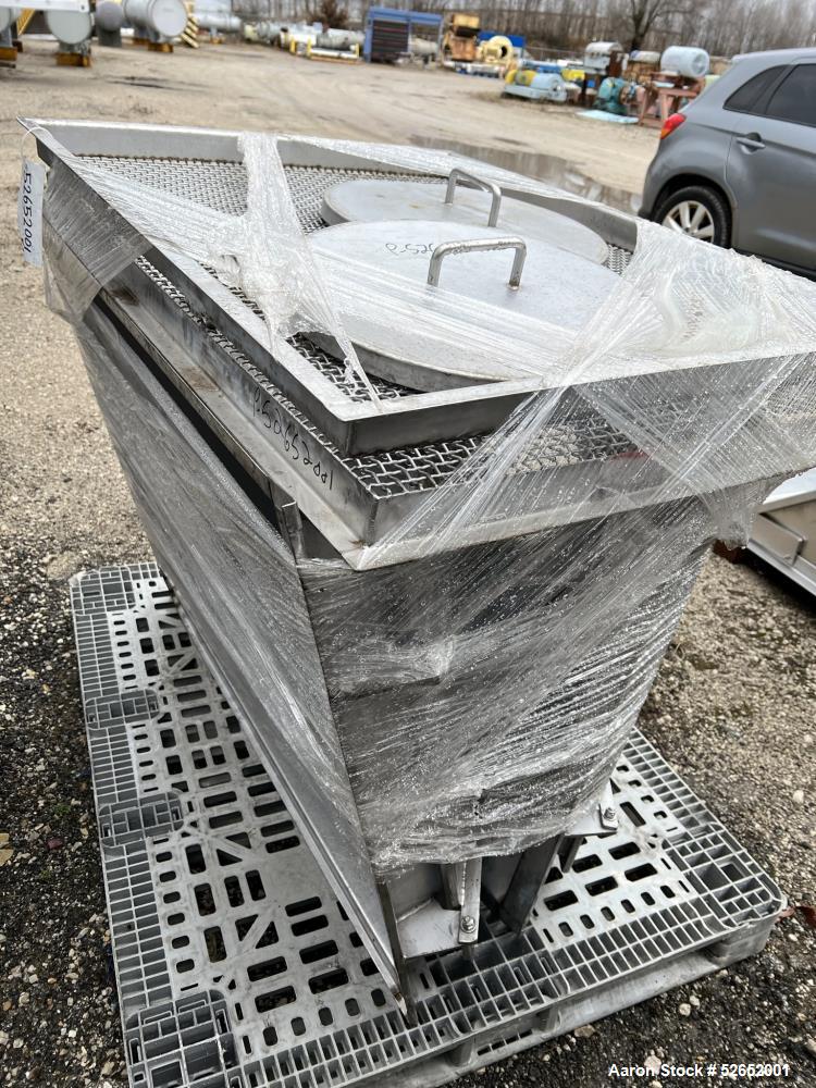 Used American Process Double Spiral Ribbon Blender, Model DRB120, 120 Cubic Feet, Stainless Steel. Non-jacketed trough approximate 44"W x 120"L x 54" Deep. 6" diameter shaft, approximately 40" diamet...