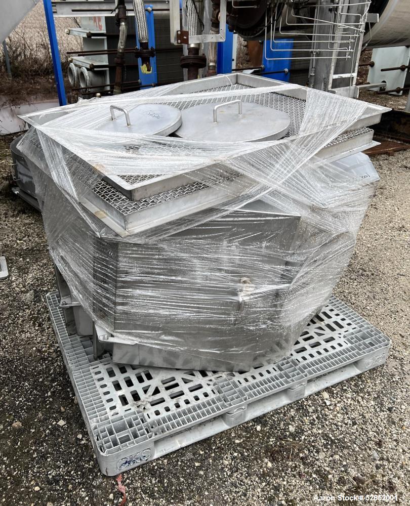 Used American Process Double Spiral Ribbon Blender, Model DRB120, 120 Cubic Feet, Stainless Steel. Non-jacketed trough approximate 44"W x 120"L x 54" Deep. 6" diameter shaft, approximately 40" diamet...
