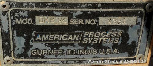 Used American Process Double Spiral Ribbon Blender, Model DRB24, 24 Cubic Feet Working Capacity, 301 Stainless Steel. Non-jacketed trough 26" wide x 66" long x approximately 29" deep. 3" Diameter sha...