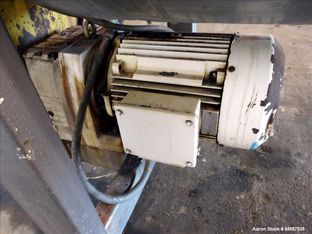 Used American Process System Model Double Spiral Ribbon Blender DRB-80-H, 80 Cubic Feet Working Capacity, 304 stainless steel. Dimple jacketed trough approximately 96" x long x 41" wide x 47" deep, r...