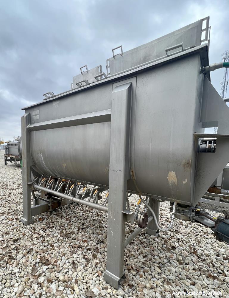 Used- American Process Systems PB-180 Ribbon /  Paddle Mixer, Stainless Steel. Capacity 180 cubic foot working volume. Top c...