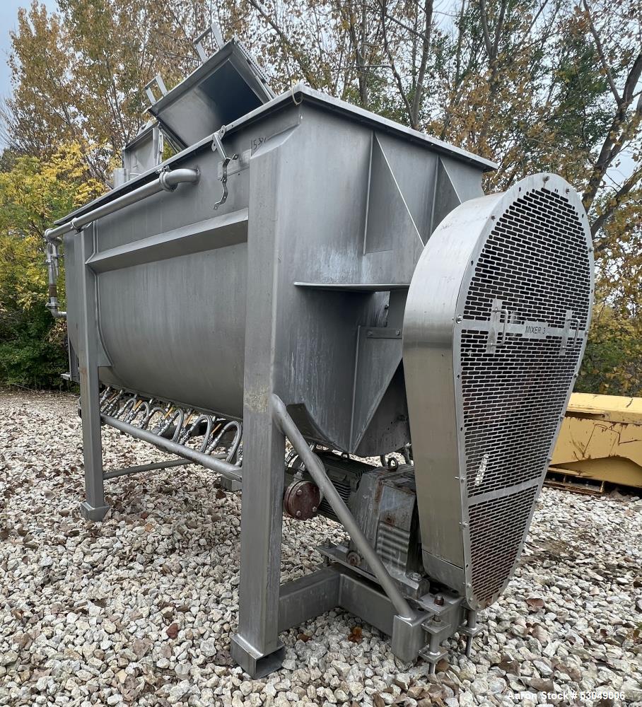 Used- American Process Systems PB-180 Ribbon / Paddle Mixer, Stainless Steel. Capacity 180 cubic foot working volume. Top co...