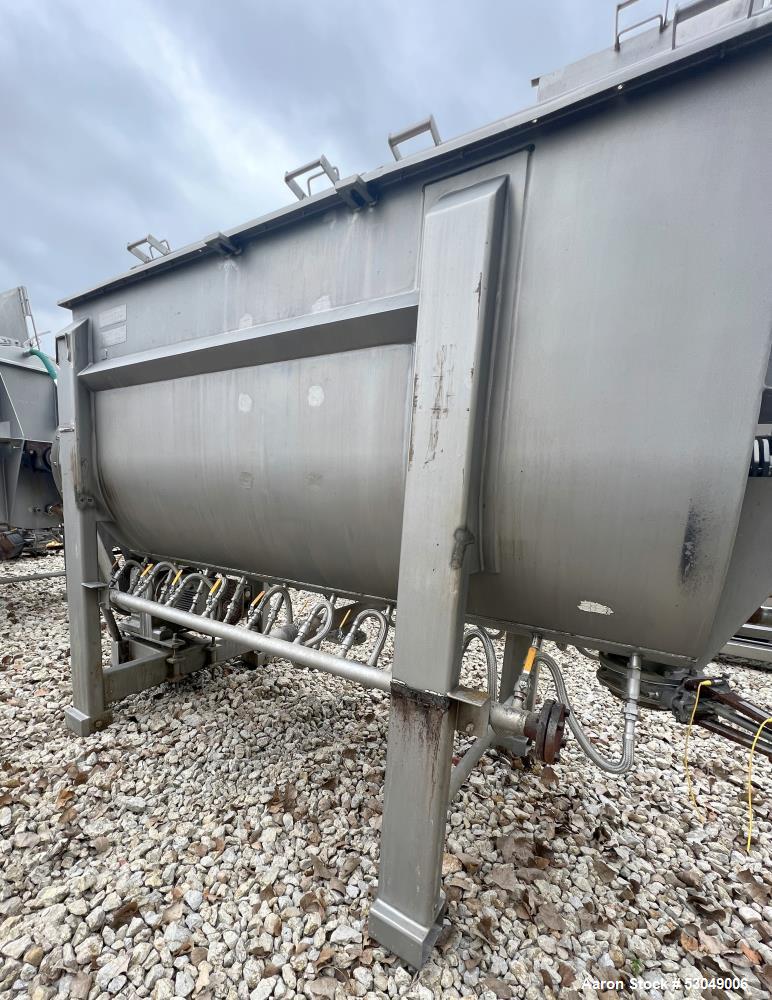 Used- American Process Systems PB-180 Ribbon / Paddle Mixer, Stainless Steel. Capacity 180 cubic foot working volume. Top co...