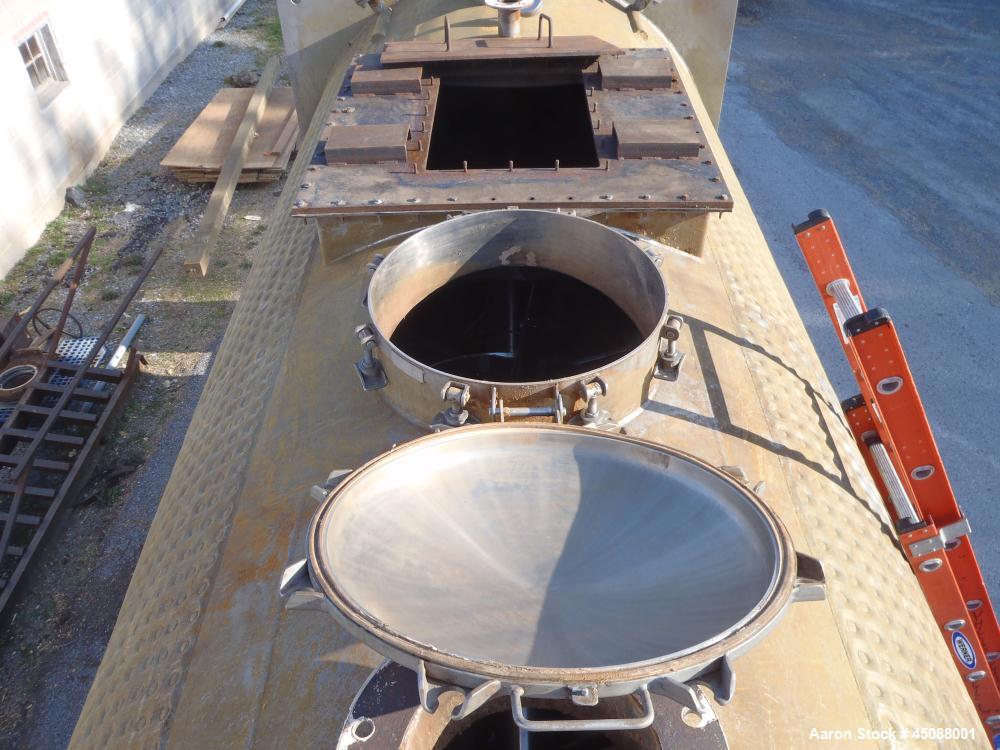 Used American Process 500 Cubic Foot Working Capacity Cylindrical Ribbon/Paddle Blender, Model T-500.  316 Stainless steel construction (product contact areas), 304 stainless steel dimple jacket 150 ...