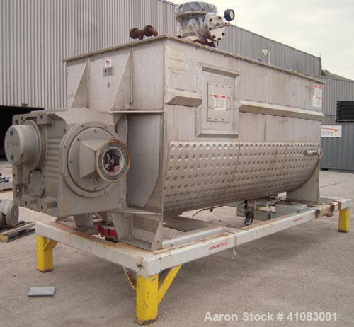Used American Process Double Spiral Ribbon Blender, Model DRB-325, 325 cubic feet working capacity, 304 stainless steel. Dimple jacketed trough 66" wide x 144" long x approximately 73" deep, rated 14...