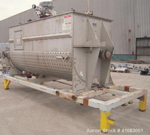 Used American Process Double Spiral Ribbon Blender, Model DRB-325, 325 cubic feet working capacity, 304 stainless steel. Dimple jacketed trough 66" wide x 144" long x approximately 73" deep, rated 14...