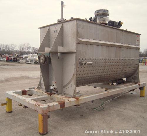 Used American Process Double Spiral Ribbon Blender, Model DRB-325, 325 cubic feet working capacity, 304 stainless steel. Dimple jacketed trough 66" wide x 144" long x approximately 73" deep, rated 14...