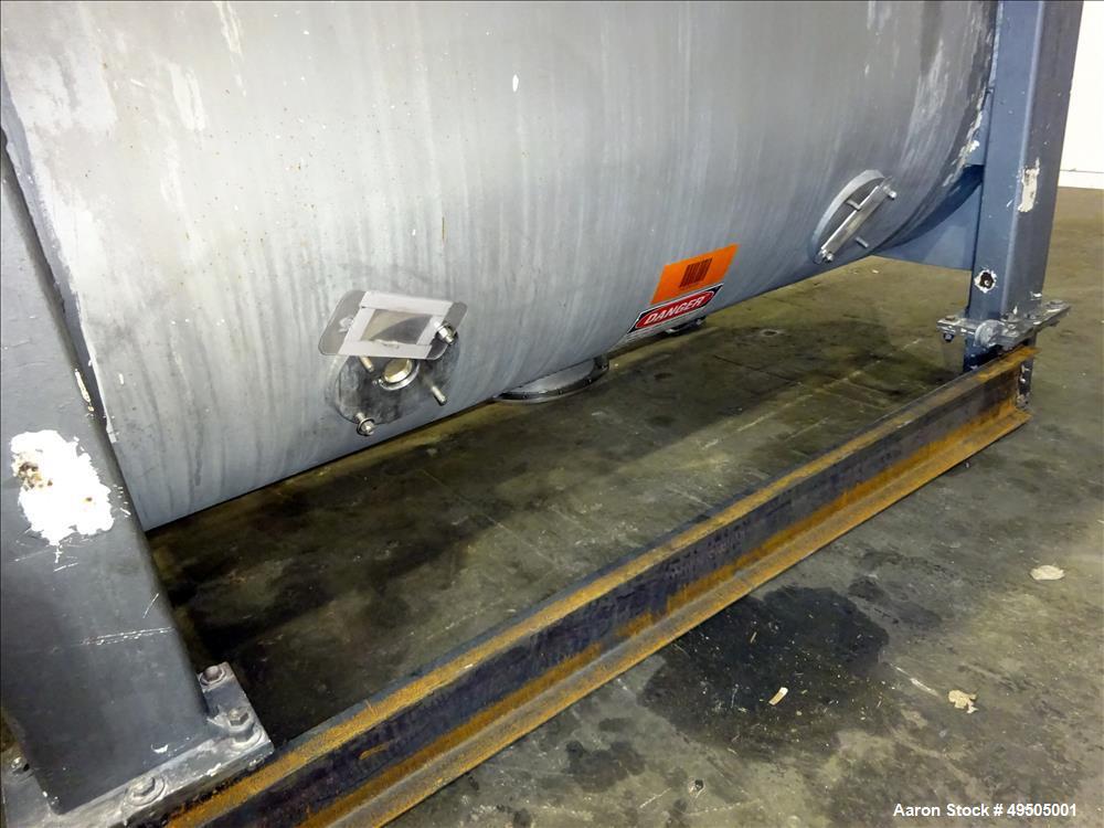 Used American Process System Double Spiral Ribbon Blender, Model DRB 100, 304 Stainless Steel, 100 Cubic Feet Working Capacity. Non-jacketed trough approximate 96" long x 45" wide x 54" deep. Inner r...