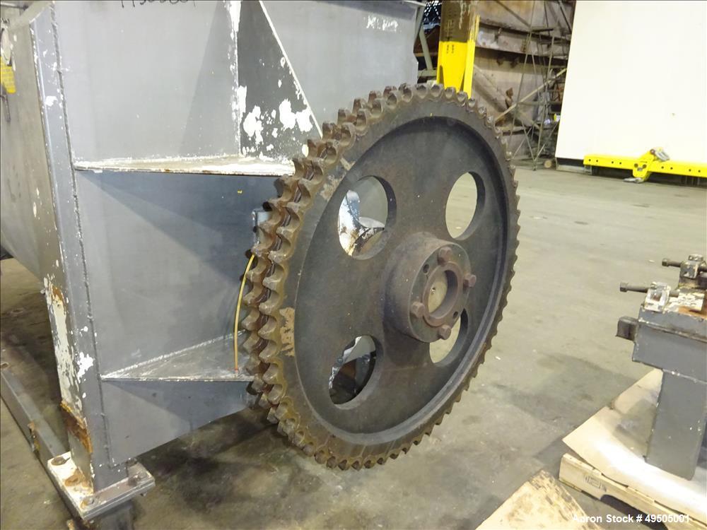 Used American Process System Double Spiral Ribbon Blender, Model DRB 100, 304 Stainless Steel, 100 Cubic Feet Working Capacity. Non-jacketed trough approximate 96" long x 45" wide x 54" deep. Inner r...