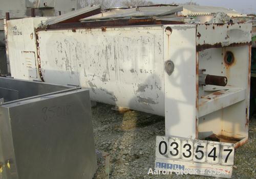 Used Babcock Gardner Interrupted Double Spiral Ribbon Blender, Model 2000H. 98 Cubic foot working capacity, 304 stainless steel. Non-jacketed trough 42" wide x 110" long x approximately 46" deep. 7" ...