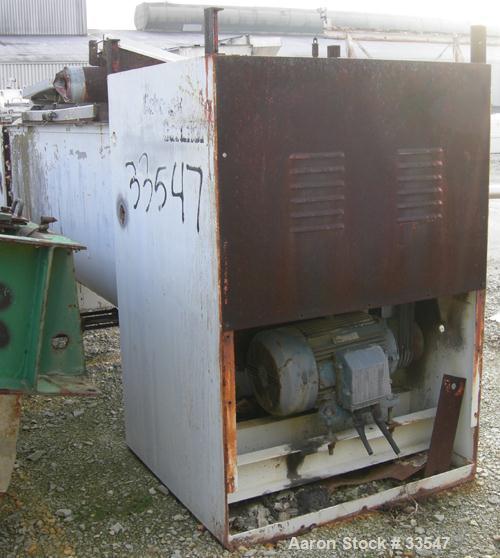 Used Babcock Gardner Interrupted Double Spiral Ribbon Blender, Model 2000H. 98 Cubic foot working capacity, 304 stainless steel. Non-jacketed trough 42" wide x 110" long x approximately 46" deep. 7" ...