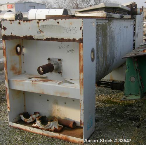 Used Babcock Gardner Interrupted Double Spiral Ribbon Blender, Model 2000H. 98 Cubic foot working capacity, 304 stainless steel. Non-jacketed trough 42" wide x 110" long x approximately 46" deep. 7" ...