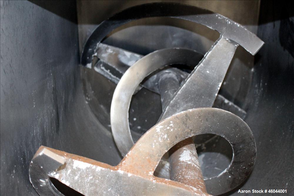 Used Beardsley & Piper Double Spiral Ribbon Blender, Model PRB-18-Sanitary, 18 Cubic Feet, 304 Stainless Steel. Non-jacketed trough 60" long x 24" wide x 28" deep. 2-1/2" Diameter shaft, inner ribbon...
