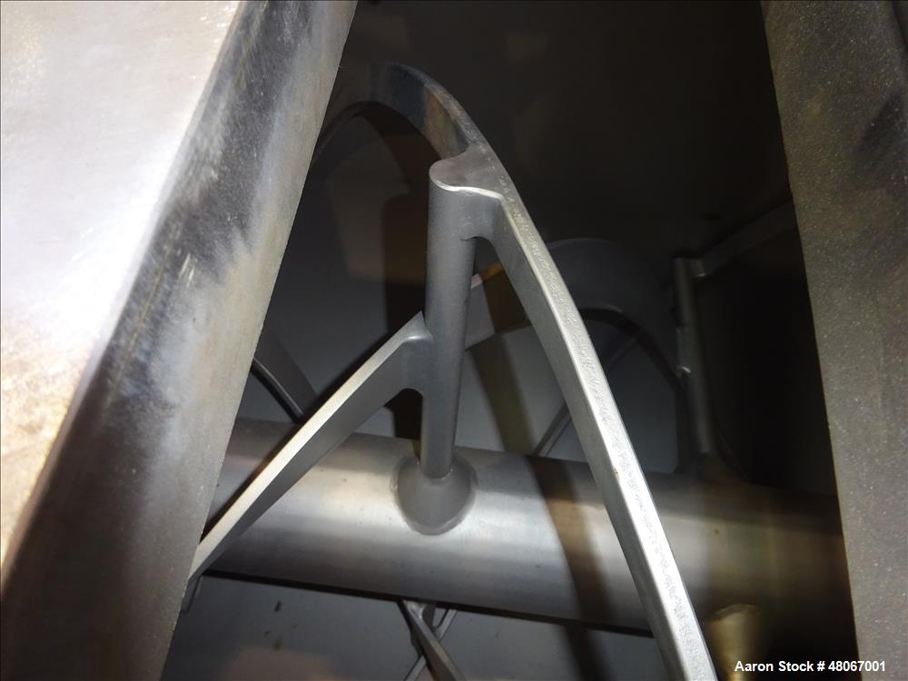 Used Hosokawa Bepex Ribbon Mixer, Approximate 17 Cubic Feet, 304 Stainless stee