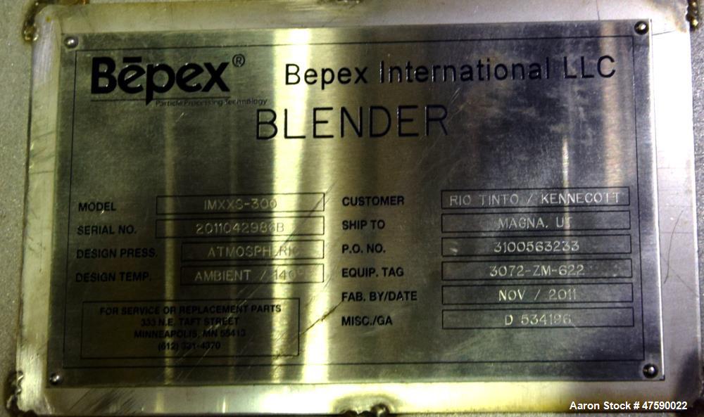 Unused- Bepex Double Spiral Ribbon Blender, Model IMXXS-300.