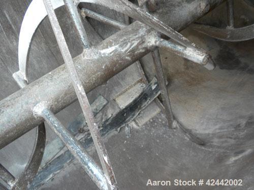 Used Champion Line Machinery Double Spiral Ribbon Blender, 113 cubic feet working capacity, carbon steel. Non-jacketed trough 48" wide x 96" long x approximately 56" deep. 6" diameter shaft, inner ri...