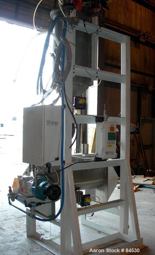 USED: Ross double spiral ribbon blender, model 42A5, 5 cubic feet working capacity, 7 total, 304 stainless steel. Non-jacketed trough 17" wide x 38" long x approx 20" deep. 2" diameter shaft, inner r...