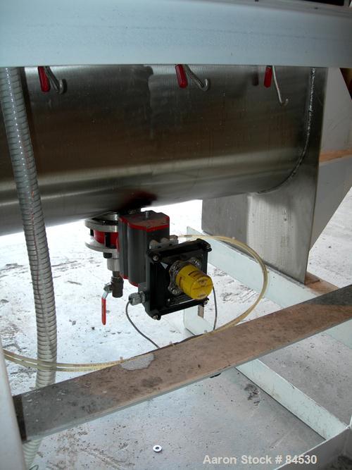 USED: Ross double spiral ribbon blender, model 42A5, 5 cubic feet working capacity, 7 total, 304 stainless steel. Non-jacketed trough 17" wide x 38" long x approx 20" deep. 2" diameter shaft, inner r...
