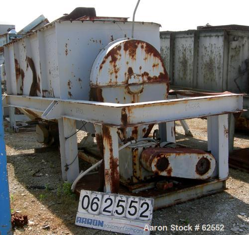 USED: Cleveland ribbon blender, 180 cu ft, carbon steel. 54" wide x 120" long x 59" deep. Outer ribbon 1/2" x 2-3/8", inner 1/2" x 2-3/8", 12" dia shaft, outboard bearings, packing glands with air se...