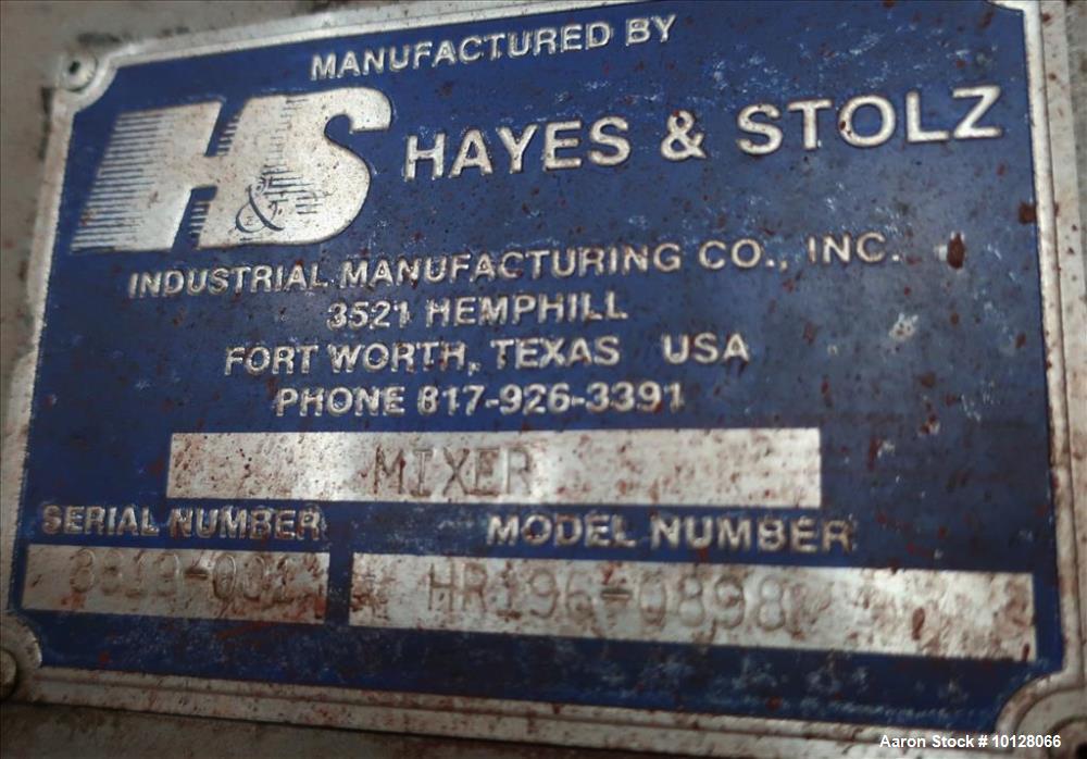 Used- Hayes & Stolz 196 Cubic Feet Carbon Steel Double Ribbon Blender