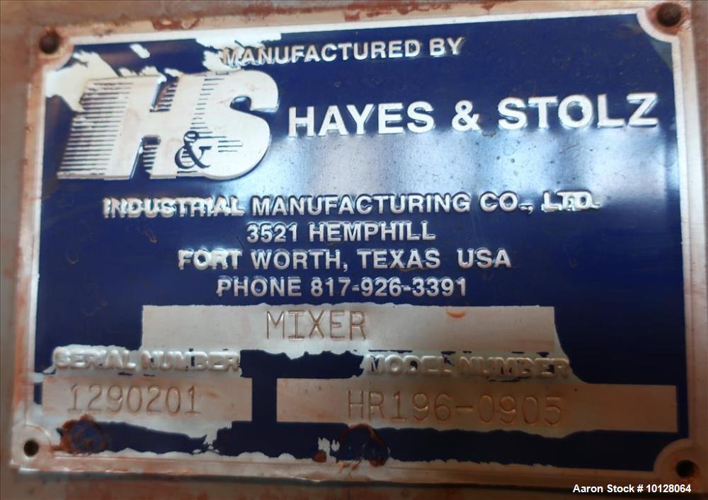 Used Hayes & Stolz 196 Cubic Feet Carbon Steel Double Ribbon Blender