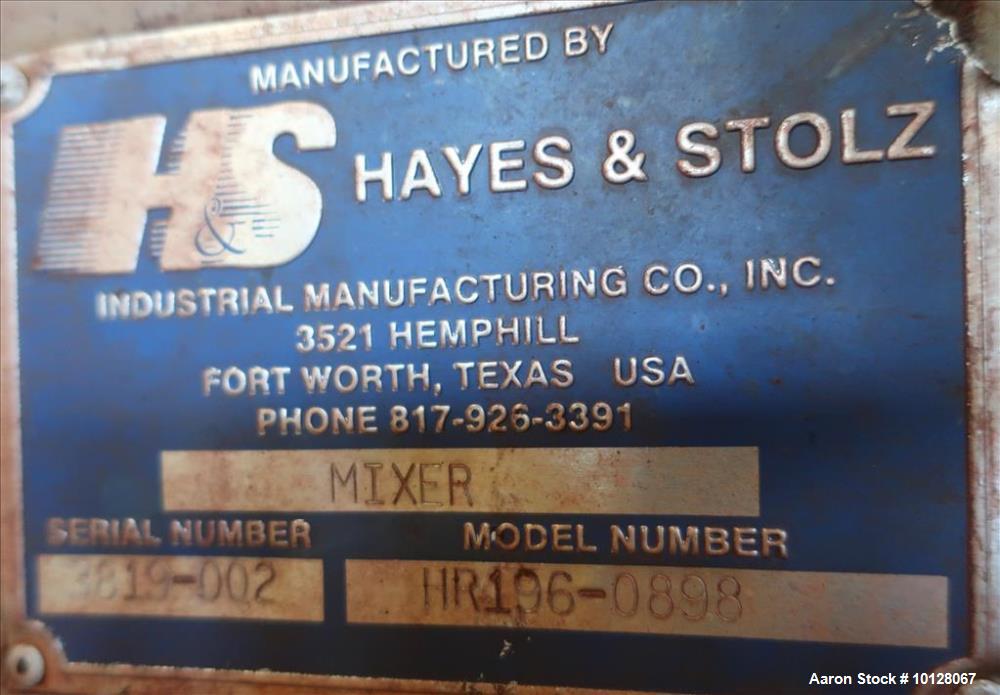 Used Hayes & Stolz 196 Cubic Feet Carbon Steel Double Ribbon Blender