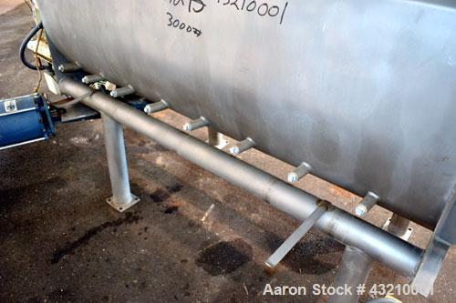 Used Hayes & Stolz Double Spiral Ribbon Blender, 20 Cubic Feet Working Capacity, Model HR20USS, 304 Stainless Steel. Non-jacketed trough 26" wide x 69" long x approximately 28" deep. 3-1/2" Diameter ...