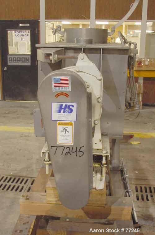 USED: Hayes & Stolz double spiral ribbon blender, model HR20USS, 20 cu ft working capacity, 304 stainless steel. Non-jacketed trough 26" wide x 68" long x approx 28" deep. 3-1/2" diameter shaft, inne...