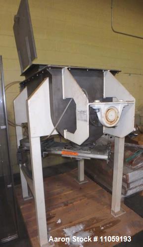 Used- Hayes & Stolz 10 Cubic Foot Stainless Steel Ribbon Blender, Model HRSS10-695. Approximate 44" x 22.5" wide x 24" deep....