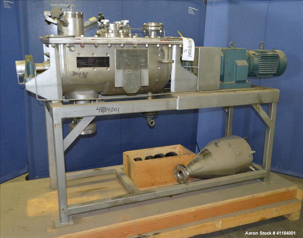 Used Stainless Steel Hosokawa Bepex Strong Scott Double Spiral Ribbon Blender, 2 Cubic Feet Working Capacity, Model IMHS-2