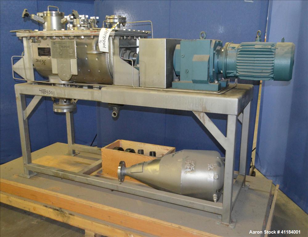 Used Stainless Steel Hosokawa Bepex Strong Scott Double Spiral Ribbon Blender, 2 Cubic Feet Working Capacity, Model IMHS-2