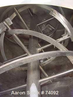 USED: S Howes Mixall double ribbon blender, 100 cubic feet, model M488, 316 stainless steel. Carbon steel jacketed trough 48" wide x 96" long x approximately 57" deep, rated 14.9 psig. 6" diameter sh...