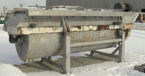 Used S. Howes Double Spiral Ribbon Blender, 170 cubic feet working capacity, 321 stainless steel. Non-jacketed trough 48" wide x 144" long x approximately 55" deep. 8" diameter shaft. Inner ribbon 2-...