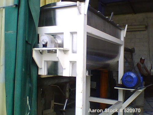 Unused-UNUSED: Hydratec ribbon blender, 52 cu ft working capacity, fabricated in 304 stainless steel with 180 grit finish inside and light polish outside. With two charge covers with covers, 6" flang...