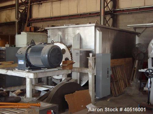 Unused-NEW MODEL IMB500 DOUBLE RIBBON BLENDER WORKING CAPACITY 500 CUFT, FULL CAPACITY 600 CUFT.  TROUGH CONSTRUCTED OF T304 STAINLESS STEEL MATERIAL ON ALL PRODUCT CONTACT AREAS. 
ALL EXTERNAL STIFF...