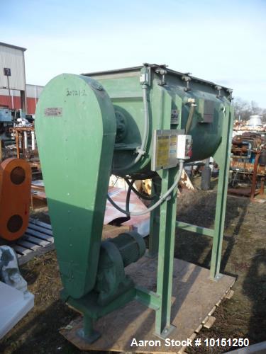 Used- JH Day Double Spiral Ribbon Blender, 10 Cubic Foot, Stainless Steel. Dimple jacketed trough rated 80 PSI at 324 Degree...